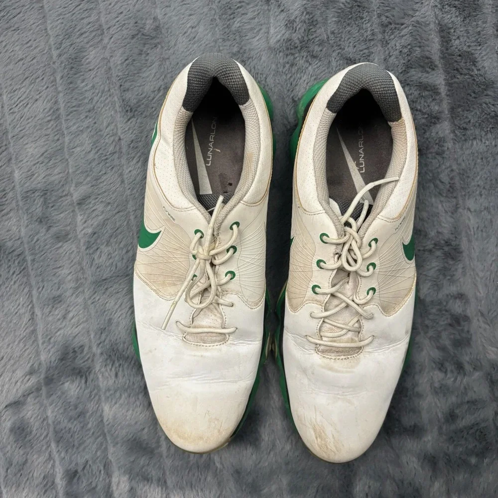Nike Lunar Control 2 White Venom Green Golf Shoes Spikes 628574-105 Mens 9